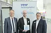 Verleihung des Preises Forschungsprojekt des Jahres 2025 an Eike Rodenbäck am 17. September 2026. (v.l.n.r.: Dr. Stephan Kohlsmann, Vorsitzender VDWFI, Eike Rodenbäck, DFKI, Dr. Alexander Broos, Geschäftsführer VDWFI.